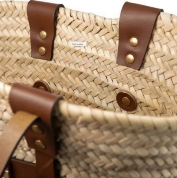 Frame Denim Bags Frame Straw Tote With Brown Leather Handles Poshmark